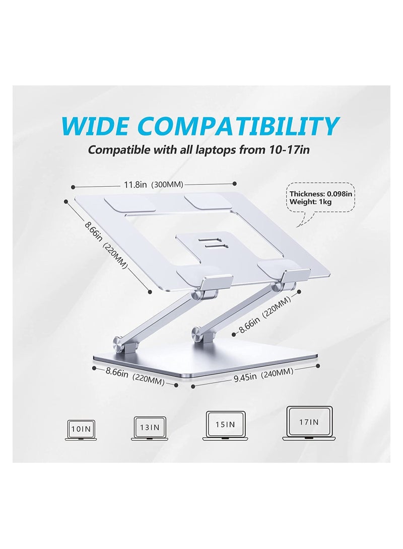 Laptop Stand, Adjustable Ergonomic Laptop Holder, Aluminium Alloy Notebook Stand with Heat-Vent, Portable Anti-Slip Computer Stand Compatible with MacBook Pro/Air - Image 3