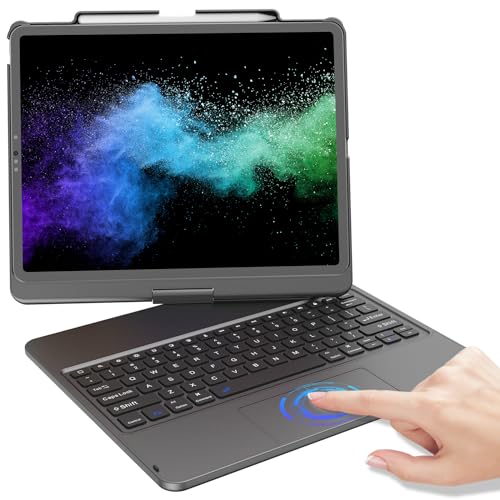 KBCASE Touch Keyboard Case for iPad Air 13 inch (M3/M2, 2025/2024)/for iPad Pro 12.9 inch 3rd/4th Gen 2018/2020, 360°Rotatable Case with Touchpad & Pencil Holder for iPad Air 13 inch (Titanium Gray) - Image 1