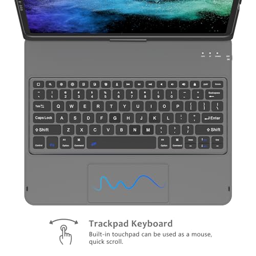 KBCASE Touch Keyboard Case for iPad Air 13 inch (M3/M2, 2025/2024)/for iPad Pro 12.9 inch 3rd/4th Gen 2018/2020, 360°Rotatable Case with Touchpad & Pencil Holder for iPad Air 13 inch (Titanium Gray) - Image 4