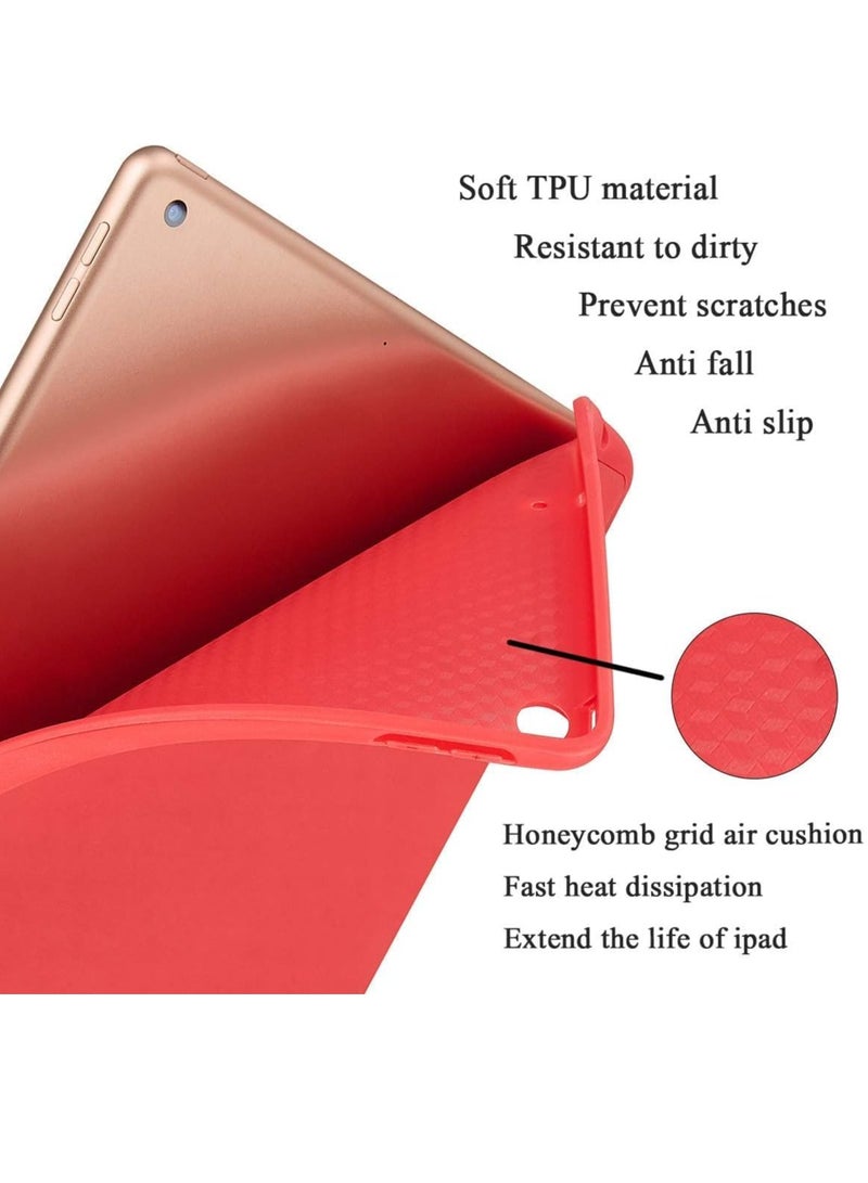 ELTRAZONE Compatible iPad 10.2-Inch Case (9th/8th/7th Generation, 2021/2020/2019) with Pencil Holder - Slim Soft TPU Smart Trifold Stand Protective Full Body Cover, Auto Sleep/Wake - Red - Image 2