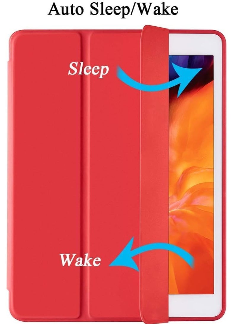 ELTRAZONE Compatible iPad 10.2-Inch Case (9th/8th/7th Generation, 2021/2020/2019) with Pencil Holder - Slim Soft TPU Smart Trifold Stand Protective Full Body Cover, Auto Sleep/Wake - Red - Image 4