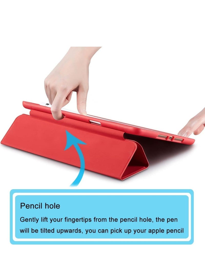 ELTRAZONE Compatible iPad 10.2-Inch Case (9th/8th/7th Generation, 2021/2020/2019) with Pencil Holder - Slim Soft TPU Smart Trifold Stand Protective Full Body Cover, Auto Sleep/Wake - Red - Image 5