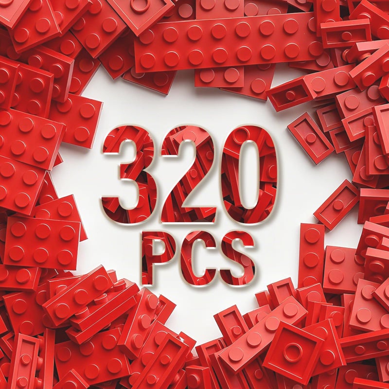 RWDTER 320 Piece Building Plate Bulk 8 Sizes of Mixed Classic Plate Parts Compatible with Lego and Other Brands Suitable for Boys and Girls Aged 6 Red - Image 3