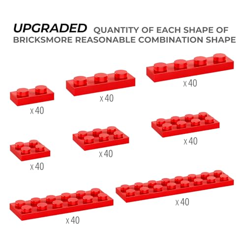 RWDTER 320 Piece Building Plate Bulk 8 Sizes of Mixed Classic Plate Parts Compatible with Lego and Other Brands Suitable for Boys and Girls Aged 6 Red - Image 5