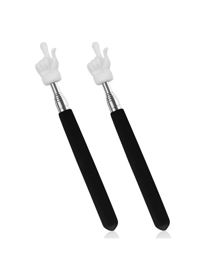 CANIPHA 2Pcs Telescopic Teachers Pointer, Extendable Hand Pointer Finger Pointer Stick, Mini Retractable Classroom Pointer for Elementary School Kindergarten Teacher, Classroom Supplies (Black) - Image 1