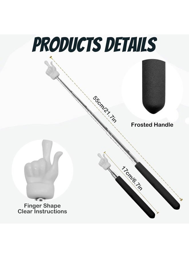 CANIPHA 2Pcs Telescopic Teachers Pointer, Extendable Hand Pointer Finger Pointer Stick, Mini Retractable Classroom Pointer for Elementary School Kindergarten Teacher, Classroom Supplies (Black) - Image 2