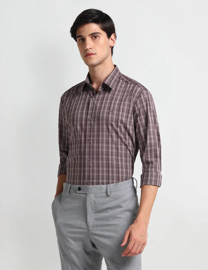 Arrow Purple Manhattan Slim Fit Pure Cotton Shirt for Men | Best Price UAE