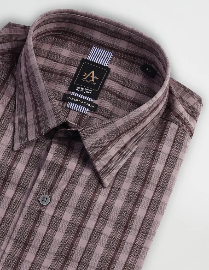 Arrow Purple Manhattan Slim Fit Pure Cotton Shirt for Men | Best Price UAE