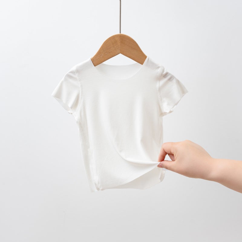 Children'S Short-Sleeved Summer Thin Modal Children'S Ice Silk Top Boys' Breathable T-Shirt Teenagers Base Shirt - Image 1