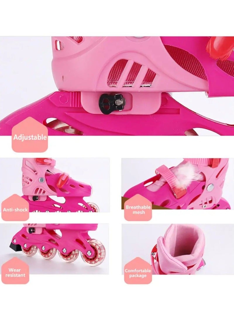 Adjustable Roller Skates with Light Up Wheels, Professional Inline Skating Shoes, Lighting Wheel Comfort Skate Shoes - Size S 30-34 Pink - Image 3