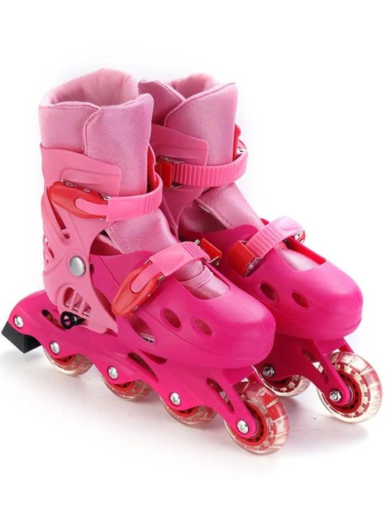 Adjustable Roller Skates with Light Up Wheels, Professional Inline Skating Shoes, Lighting Wheel Comfort Skate Shoes - Size S 30-34 Pink - Image 1