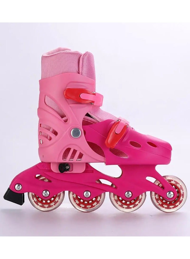 Adjustable Roller Skates with Light Up Wheels, Professional Inline Skating Shoes, Lighting Wheel Comfort Skate Shoes - Size S 30-34 Pink - Image 2