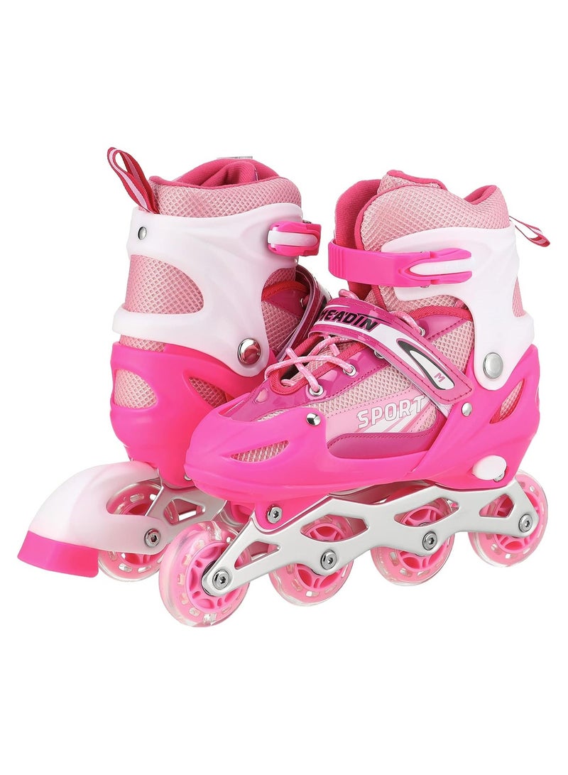 Adjustable Roller Skates with Light Up Wheels, Professional Inline Skating Shoes, Lighting Wheel Comfort Skate Shoes - Size S 30-34 Pink - Image 4