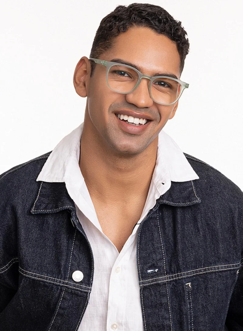 Lenskart Hustlr LENSKART BLU Hustlr | Peyush Bansal Glasses For Eye Protection From Digital Screens | Computer Glasses with Blue Cut & UV Protection | Lightweight Specs With Zero Power|Medium|Jade Green