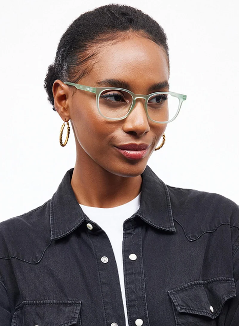 Lenskart Hustlr LENSKART BLU Hustlr | Peyush Bansal Glasses For Eye Protection From Digital Screens | Computer Glasses with Blue Cut & UV Protection | Lightweight Specs With Zero Power|Medium|Jade Green
