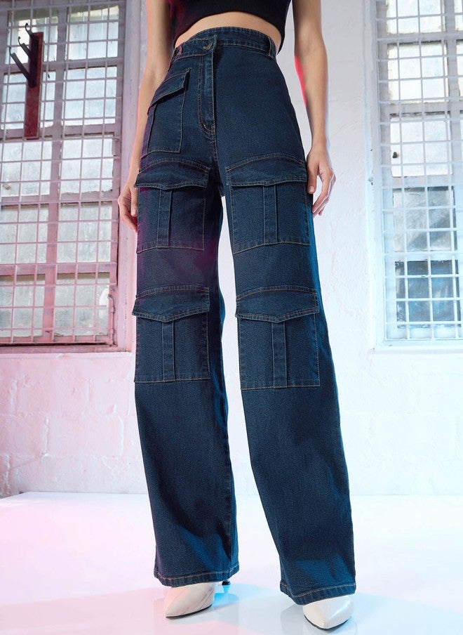 SASSAFRAS High-Rise Blue Straight Fit Jeans for Women - Image 2