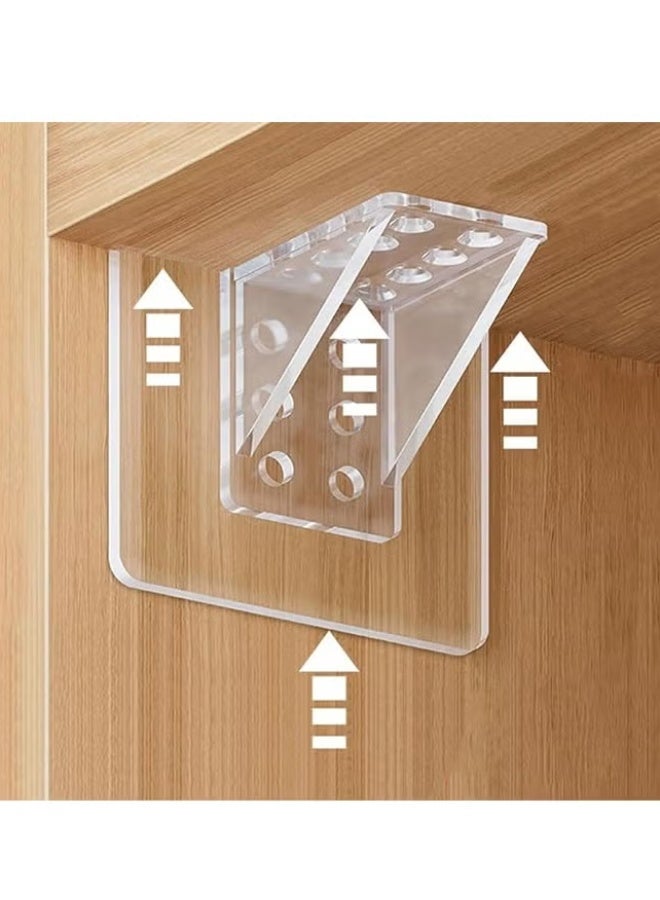 6Pcs Large Self Adhesive Cabinet Shelf Support Non Marking Adhesive Layer Plate Holder Punch Free Transparent Shelf Pegs for Shelves Brackets Holders for Cupboard Bookshelf Closet Furniture 7*7CM - Image 2