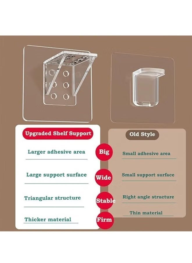 6Pcs Large Self Adhesive Cabinet Shelf Support Non Marking Adhesive Layer Plate Holder Punch Free Transparent Shelf Pegs for Shelves Brackets Holders for Cupboard Bookshelf Closet Furniture 7*7CM - Image 3