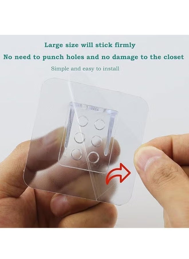 6Pcs Large Self Adhesive Cabinet Shelf Support Non Marking Adhesive Layer Plate Holder Punch Free Transparent Shelf Pegs for Shelves Brackets Holders for Cupboard Bookshelf Closet Furniture 7*7CM - Image 5