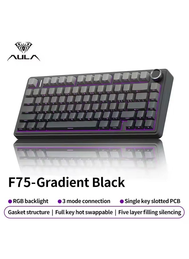 AULA - AULA F75 Gaming Mechanical Keyboard RGB Customized 75% Layout Side-engraving Gasket Mounted 80keys PBT Gradient Keycaps keyboard - Image 1