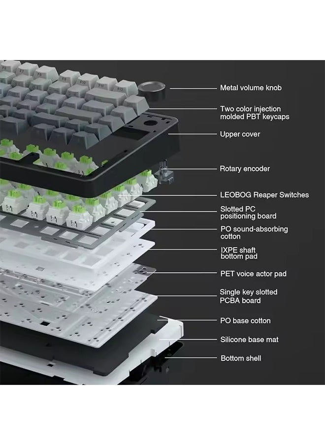 AULA - AULA F75 Gaming Mechanical Keyboard RGB Customized 75% Layout Side-engraving Gasket Mounted 80keys PBT Gradient Keycaps keyboard - Image 1