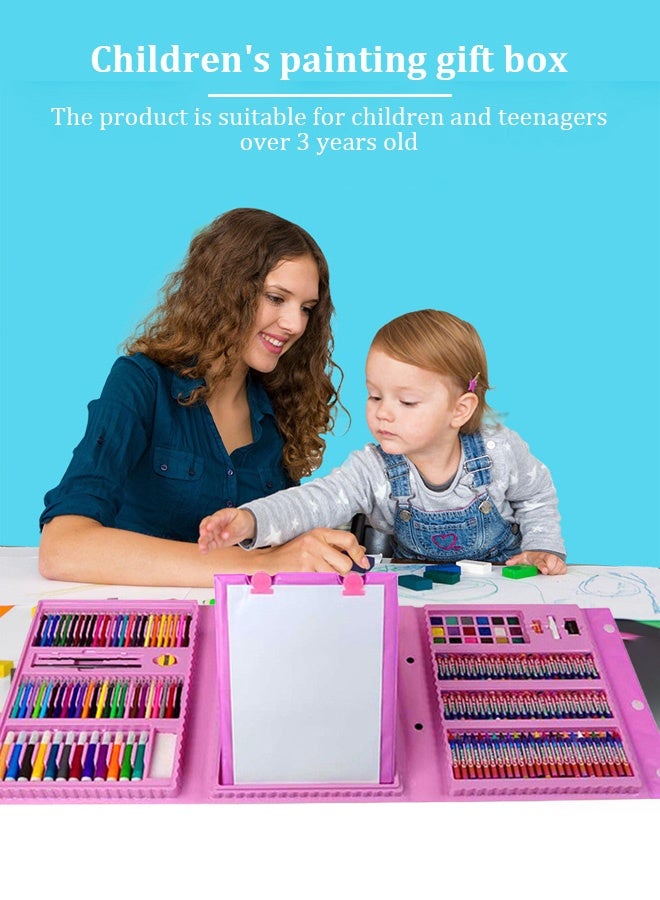 Joudiplay Art Supplies, Drawing Kit with Double Sided Trifold Easel, Deluxe Colouring Art Set with 30 Drawing Paper and Rich Drawing Accessaries, Easy to Carry, Ideal Gift for Beginners and Kids Aged 3+ - Image 1