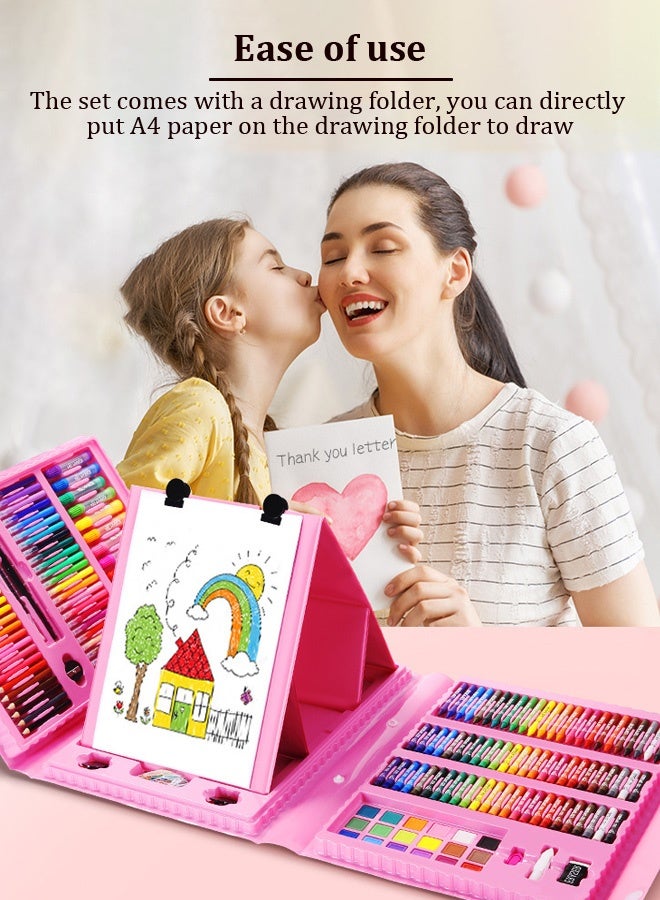 Joudiplay Art Supplies, Drawing Kit with Double Sided Trifold Easel, Deluxe Colouring Art Set with 30 Drawing Paper and Rich Drawing Accessaries, Easy to Carry, Ideal Gift for Beginners and Kids Aged 3+ - Image 4