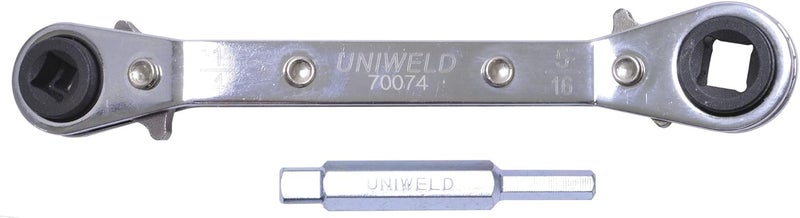 Uniweld 70074 Offset Ratchet Wrench with Dual Hex Adapter - Image 1