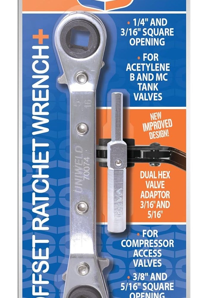 Uniweld 70074 Offset Ratchet Wrench with Dual Hex Adapter - Image 2