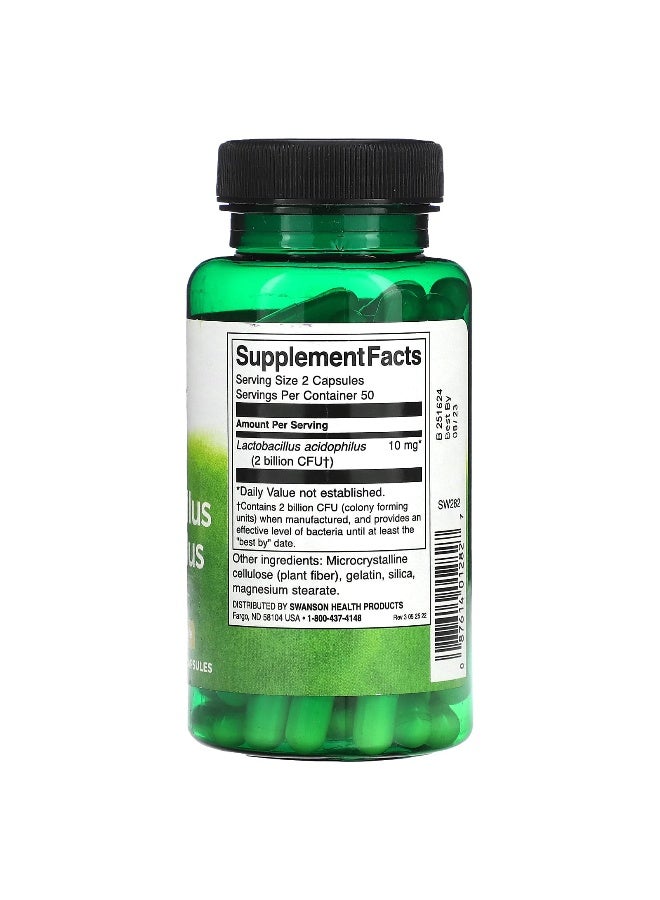 Swanson, Lactobacillus Acidophilus, 1 Billion CFU, 100 Capsules - Image 2