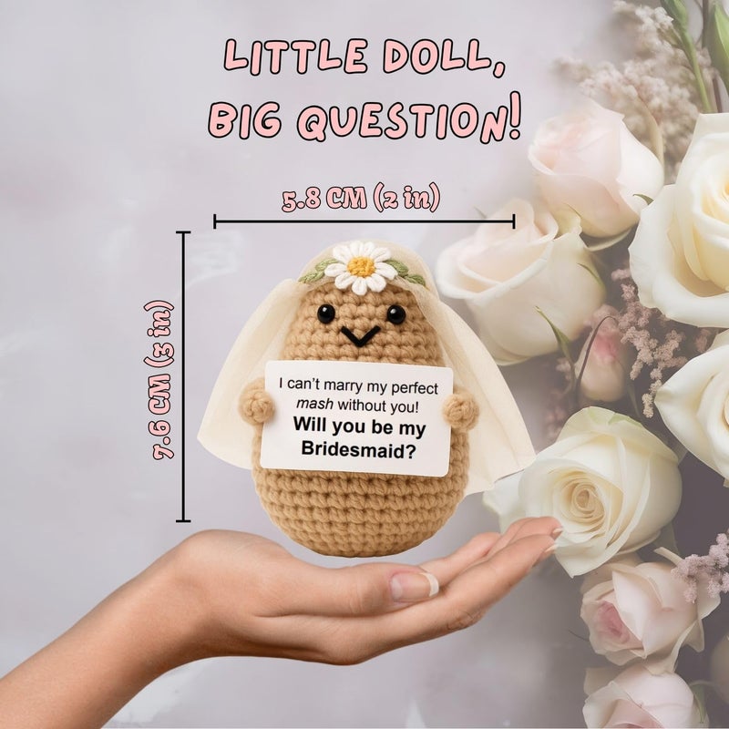 M.O.Q. Bridesmaid Proposal Wedding Party Will You Be My Bridesmaid Maid of Honor Positive Potato Gifts Ideas, Bachelorette, Small Cute Stuff Things, Handmade Crochet (Bridesmaid) - Image 2