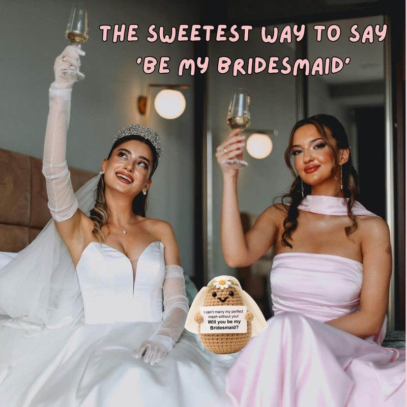 M.O.Q. Bridesmaid Proposal Wedding Party Will You Be My Bridesmaid Maid of Honor Positive Potato Gifts Ideas, Bachelorette, Small Cute Stuff Things, Handmade Crochet (Bridesmaid) - Image 5