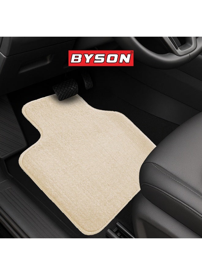 BYSON Universal SUV Car Floor Mats 3-Piece Set - Durable Waterproof Non Slip Auto Mats for Front and Rear - Thick Heavy-Duty All Weather Protection - Easy to Clean Interior Accessories (Beige) - Image 3