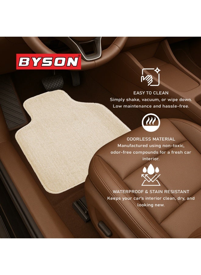 BYSON Universal SUV Car Floor Mats 3-Piece Set - Durable Waterproof Non Slip Auto Mats for Front and Rear - Thick Heavy-Duty All Weather Protection - Easy to Clean Interior Accessories (Beige) - Image 5