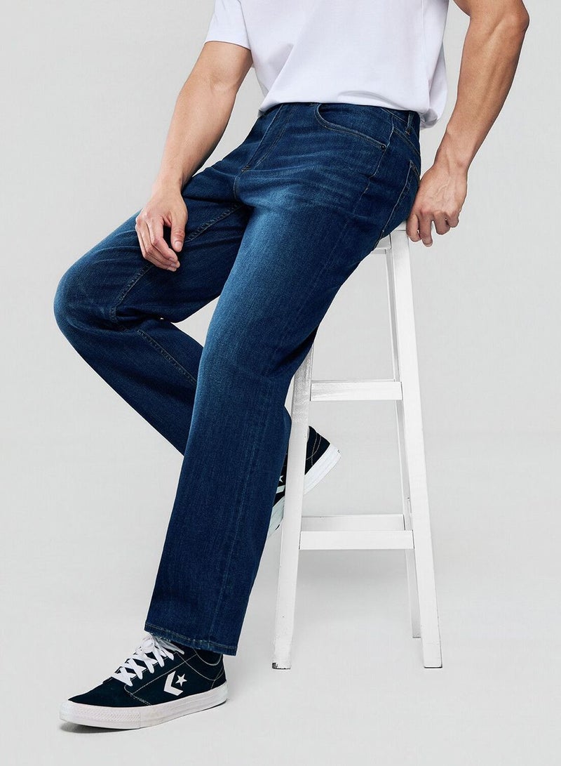 GIORDANO Men Straight Stretch Denim Indigo Jeans - Image 1
