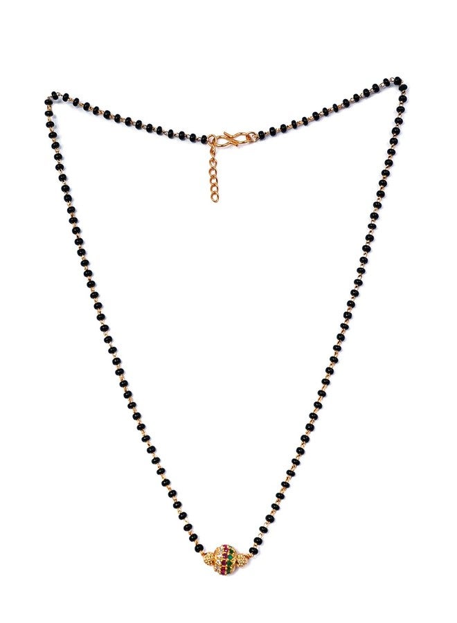 JHB Ruby Diamond Pendant With Black Beads Chain Short Mangalsutra For Womens - Image 1