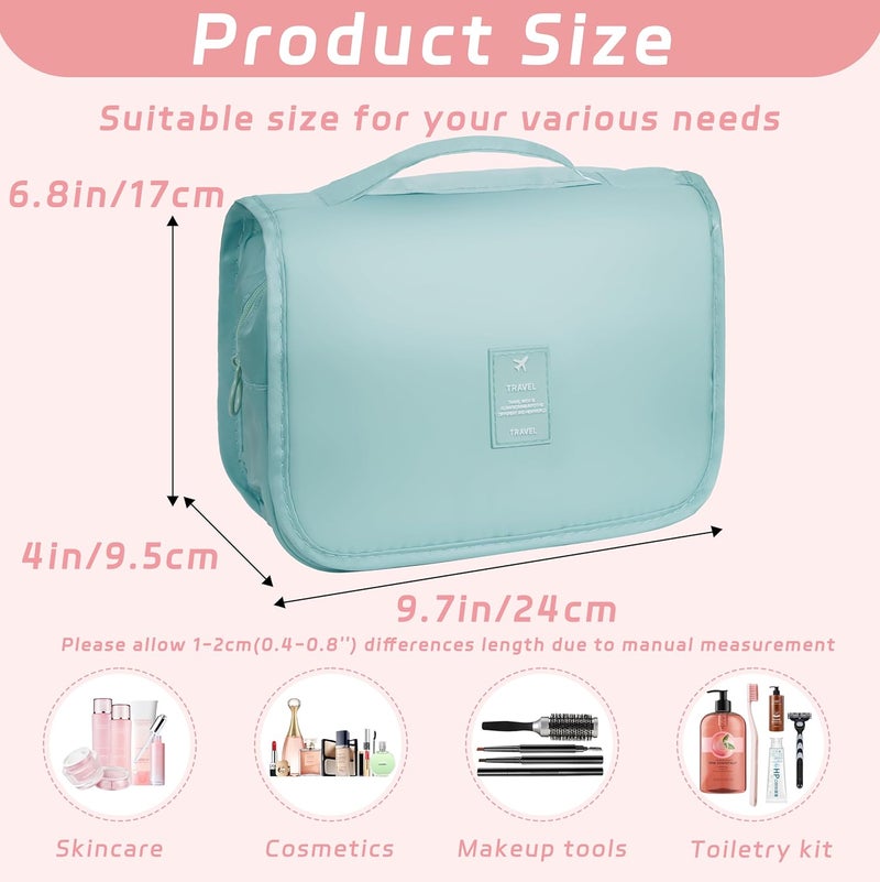 YEMEDA Toiletry Bag Travel Bag with Hanging Hook, Waterproof Capacity Hanging Multifunctional Makeup Bag for Toiletries, Portable Cosmetic Bag Travel Organizer for Women and Men(Light Blue) - Image 2