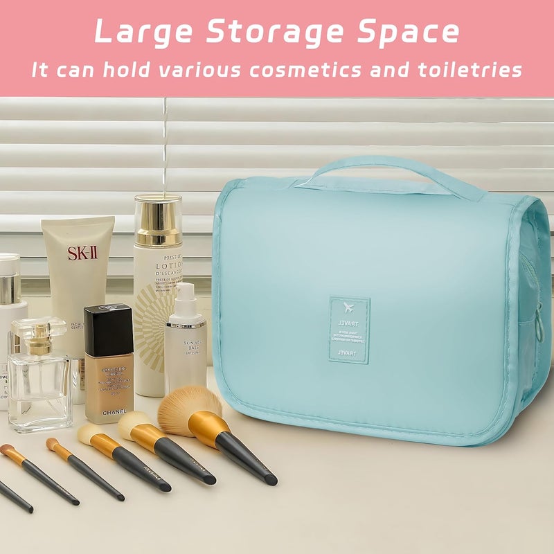 YEMEDA Toiletry Bag Travel Bag with Hanging Hook, Waterproof Capacity Hanging Multifunctional Makeup Bag for Toiletries, Portable Cosmetic Bag Travel Organizer for Women and Men(Light Blue) - Image 5