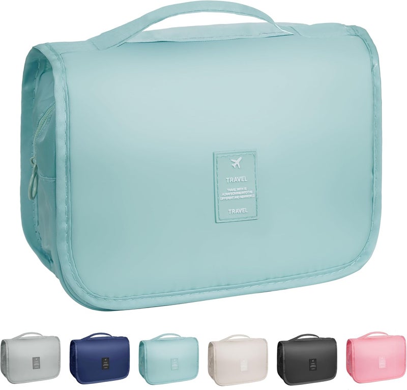YEMEDA Toiletry Bag Travel Bag with Hanging Hook, Waterproof Capacity Hanging Multifunctional Makeup Bag for Toiletries, Portable Cosmetic Bag Travel Organizer for Women and Men(Light Blue) - Image 1