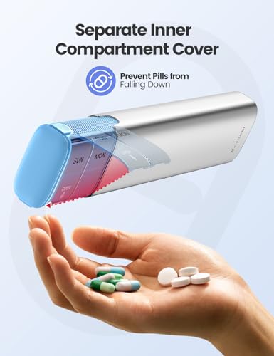 Vaydeer 7 Day Weekly Pill Organizer (Support 2 Times a Day), Metal Travel Pill Case, Large Capacity Daily Cute Pill Box for Supplements, Pills, Vitamins and Medication (Rose Gold), 8.3*2.1*1.2 Inch - Image 5