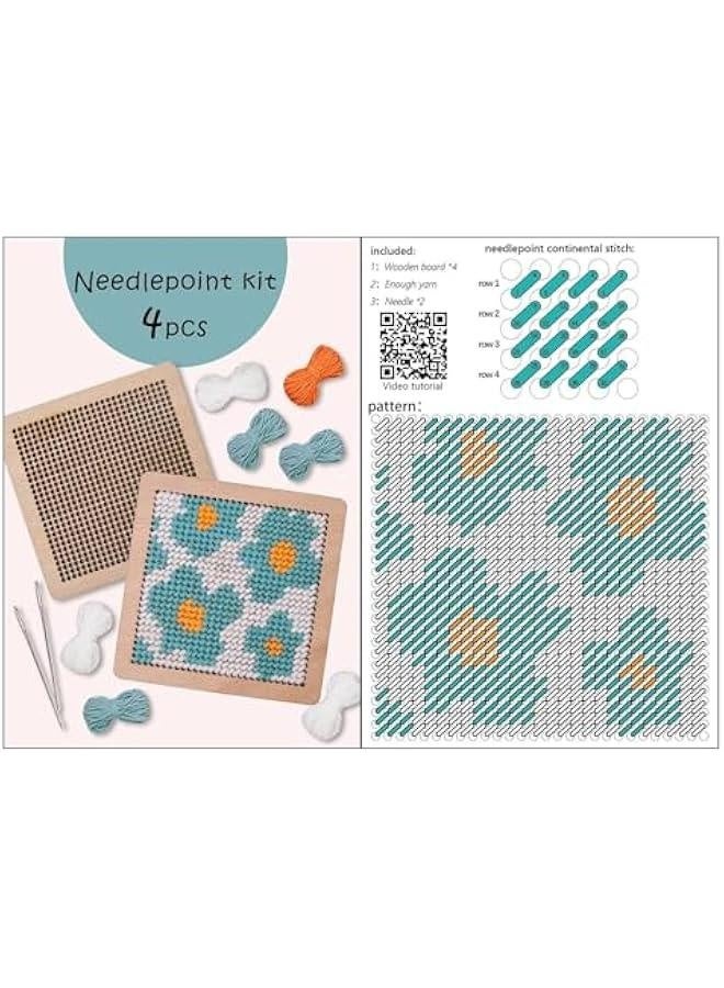 Needle Coaster Set, Embroidery Yarn Kit, Needlepoint Stitching Kit, Needlepoint Coaster, Hand Embroidery Coaster Kit, Coaster Making Kit, Needlepoint Craft Kit - Image 5