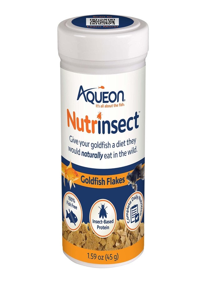 Aqueon Nutrinsect Fish-Free Fish Food, Goldfish Flakes, 1.59 oz - Image 1