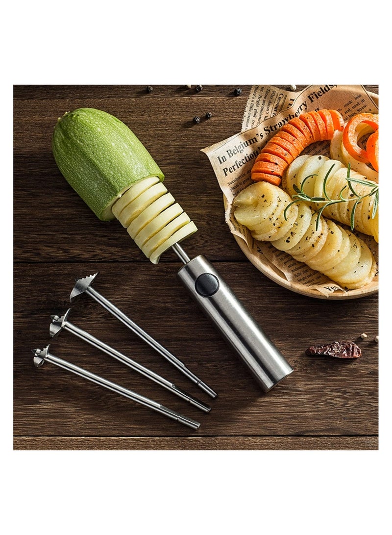 MarlaMall Stainless Steel Vegetable Drill Fruit Corer And Veggie Spiralizer Twister Set Ergonomic Handle With 4 Sizes for Coring and Hollowing out Zucchini, Potatoes, Carrot,Apple - Image 3