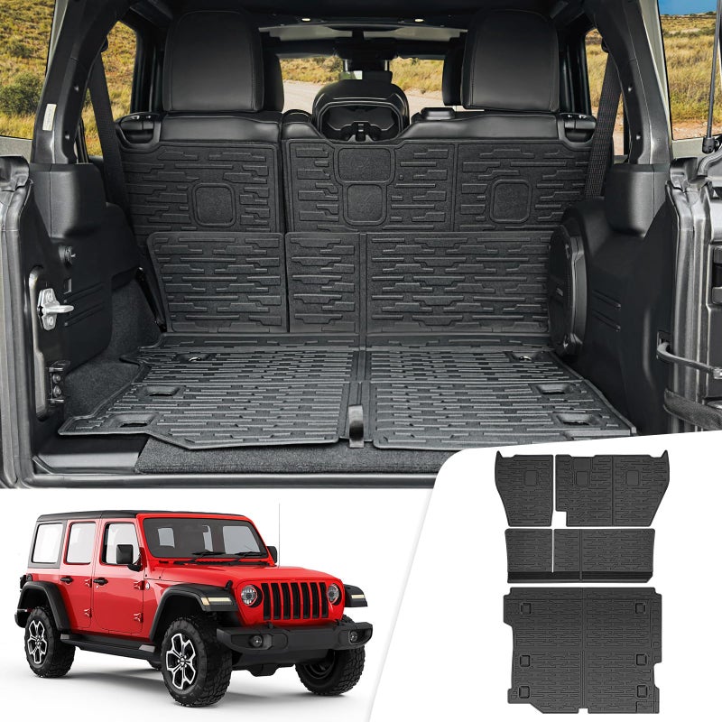 Utiiy Cargo Liner with Seat Back Cover Fit for 20182025 Jeep Wrangler JL Unlimited 4 Door 4X4 Cargo Mat TPE Seat Back Protector for 2024 Jeep Wrangler JLJLU AccessoriesCargo Mat Backrest Mats