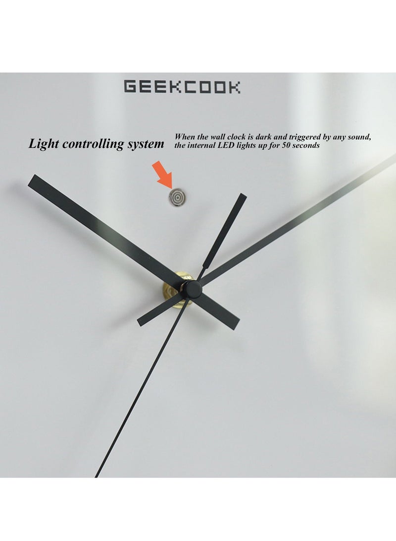 GEEKCOOK Silent Wall Clock 12 Inch with Voice Control LED Light Large Luminous Numbers Non Ticking Quartz Battery Operated for Bedroom Living Room Home Office - Image 5