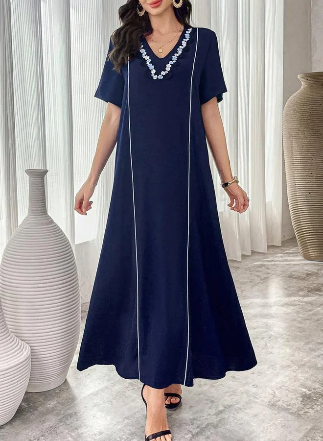 Take Two  Women Navy Blue Embroidered A-Line Jalabiya for Women | Best Price UAE