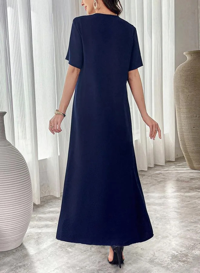 Take Two  Women Navy Blue Embroidered A-Line Jalabiya for Women | Best Price UAE