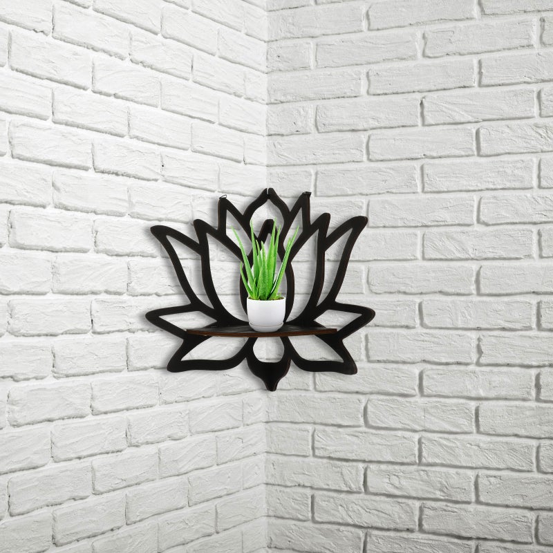 🏠 رف زاوية جداري مزخرف بشكل زهرة اللوتس 28x25x14 سم مناسب لتزيين المنزل بتصميم بسيط 2 قطع - Image 2