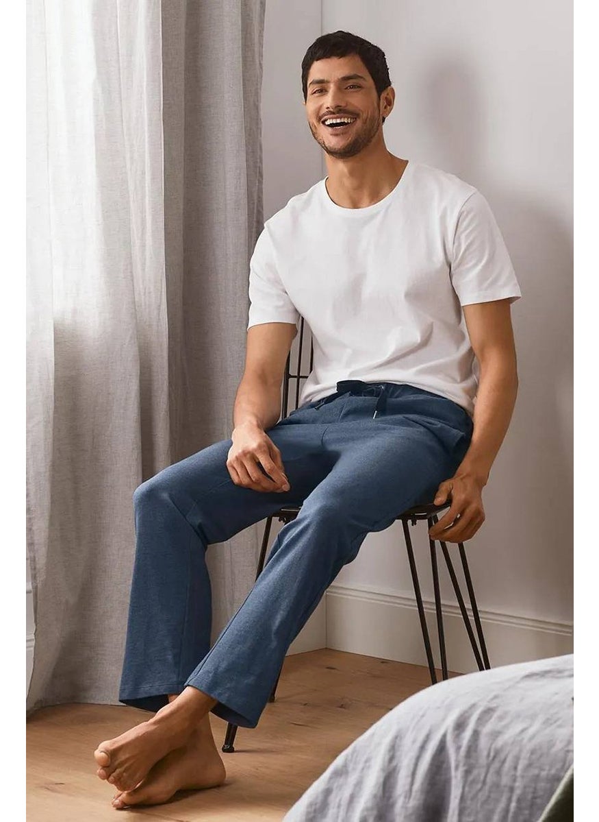 Tchibo Men Herringbone Pattern Sleepwear Pants, Navy  - Image 1