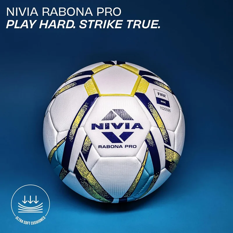 Nivia Nivia Rabona Pro Football - Size 5, 32 Panel, Glossy TPU Stitched for Soft & Hard Ground